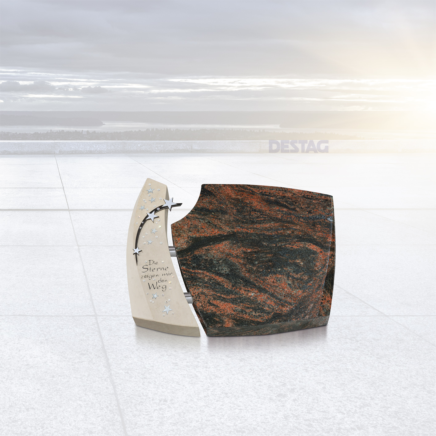 K 55 persisch Beige, Aruba mit Edelstahlbolzen BA002 und Aluminium-Sternenschweif DK-248