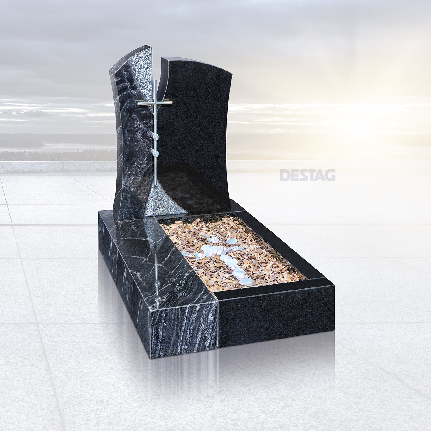 R 18-07 (F) U 18-07 Silver Paradiso, Indian Black mit Or. Nr. 740 und Edelstahlkreuz Nr. DM-200